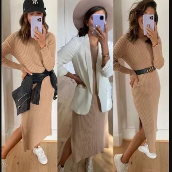 NWT WAYF Dede x Emily Hollie Sweater Dress S BFF Collection Ribbed Knit Midi - Picture 13 of 13